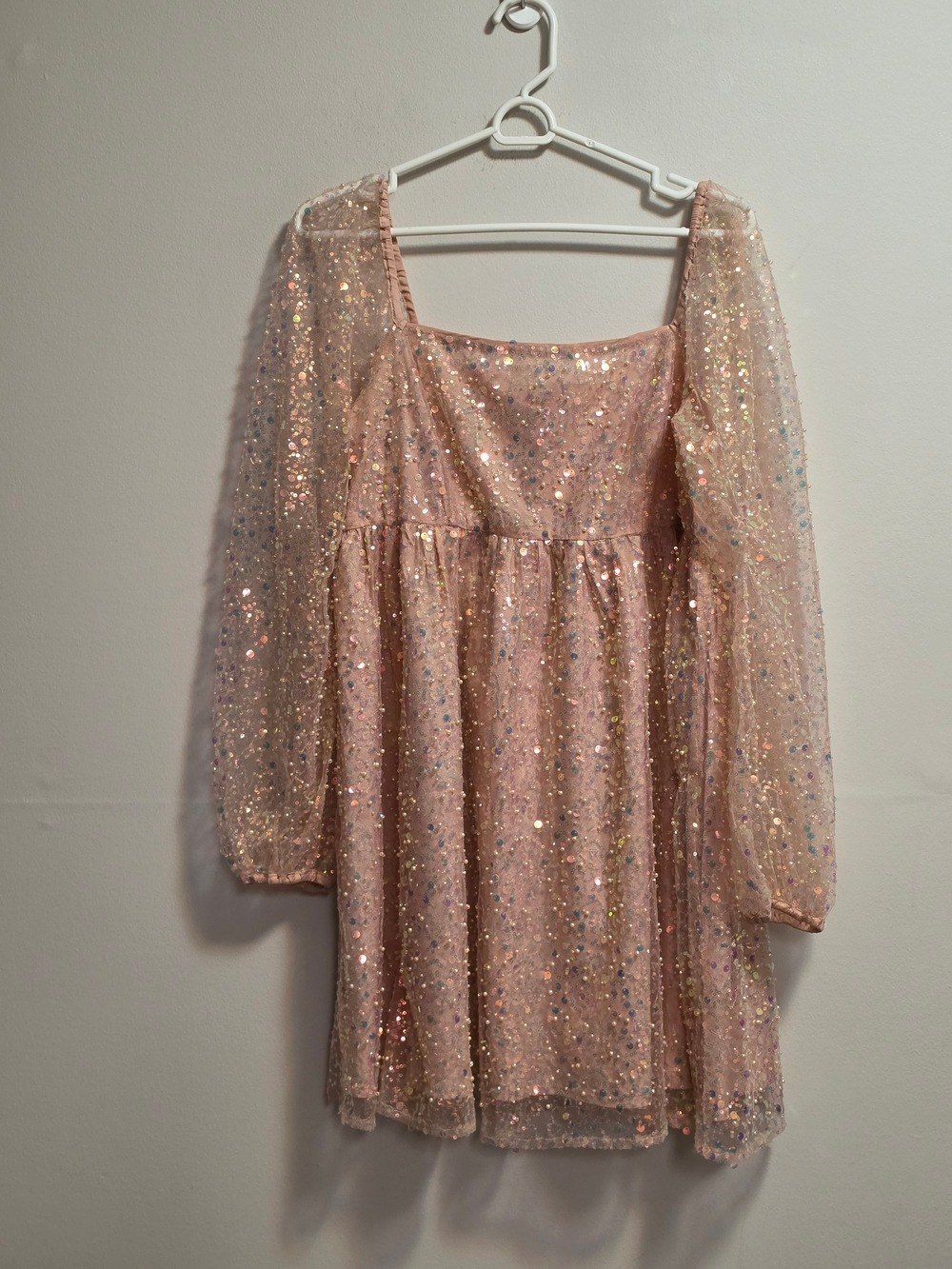 Main Strip Baby Doll Sparkling Pink Sequin Dress